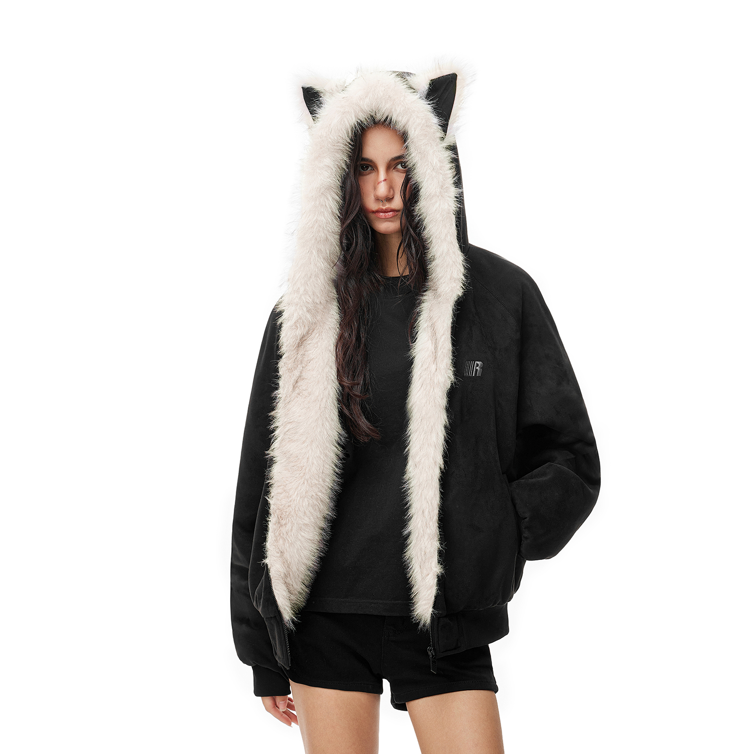 FDR官方店 麂皮毛领夹棉座山雕外套男女秋冬季加厚情侣装棉衣棉服