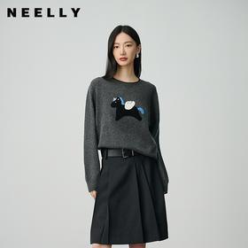 NEELLY纳俪商场同款冬新款时尚百搭卡通趣味针织衫女减龄休闲上衣N25104A07717