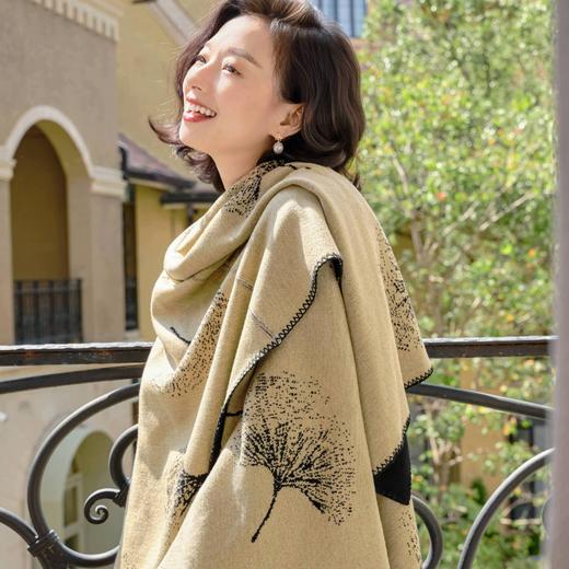 西子/银杏披肩双面穿银杏叶提花百搭优雅百搭披肩/PJBH2385 商品图3