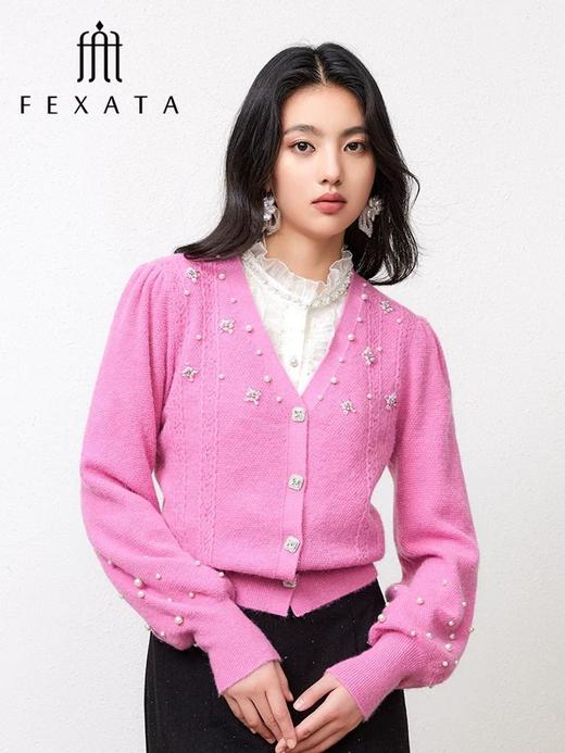 3楼FEXATA服饰(新百)     法式粉钻花簇针织开衫 商品图2
