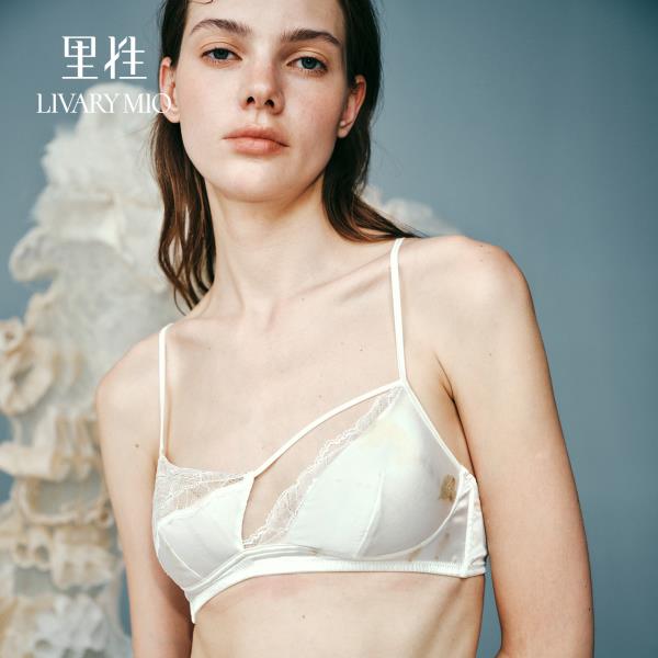 里性 LIVARY MIO 心染 纯手工植物拓染内衣真丝三角杯不对称文胸