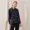 谜底黑色牛仔衬衣长袖2025冬季新品斑马绣花修身衬衫女254MC1719 商品缩略图1