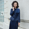 西子/凯特花瓣经典气质丝毛缎圆领藏蓝色外套/WTBH2095 商品缩略图0