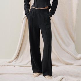 谜底直筒裤长裤2025冬新品柔软亲肤保暖松紧腰休闲裤女254MK1691