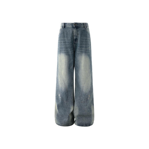 BJHG不计后果复古牛仔裤子男款秋季新款宽松美式直筒水洗休闲裤女 商品图4