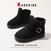 ABC儿童雪地靴皮面加绒加厚男女童棉鞋黑色基础款一脚蹬26-37 商品缩略图2