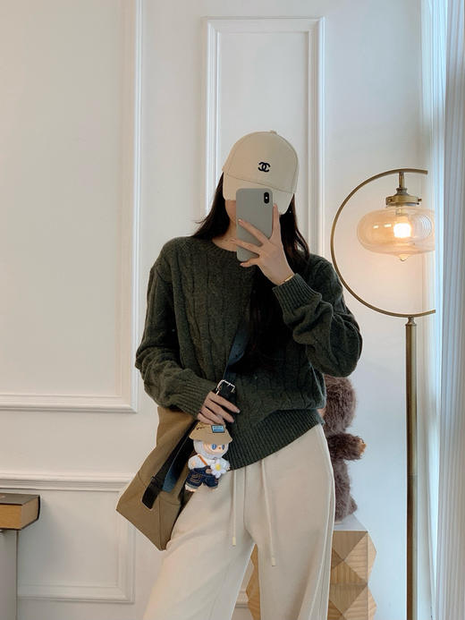 1030-4 一手渠道货 LP复古绞花 百分百羊绒 圆领针织衫 商品图6