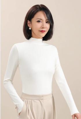 含桑蚕丝保暖发热磨毛螺纹半高领打底衫