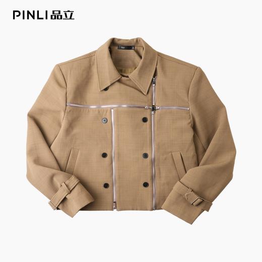 PINLI品立2025秋季新款男士短款高街宽松翻领斜门襟梭织茄克外套GD253104153 商品图6