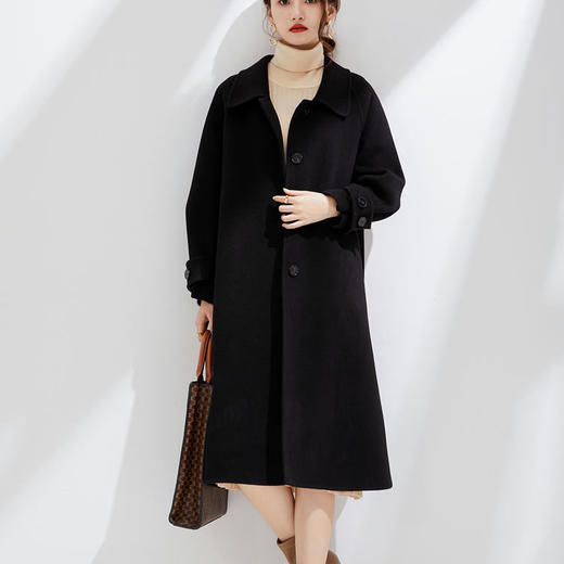 「自」全新升级【铂金会员441/天猫599/差价158】(03018)洛诗琳英伦风双面羊毛大衣2025秋冬显瘦单排扣加长款外套 商品图4