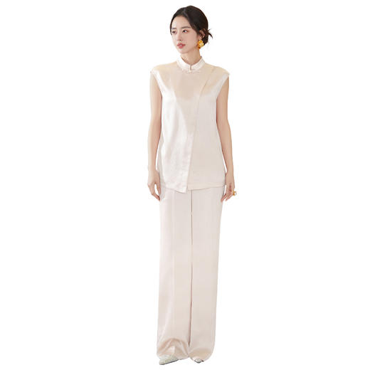 FUYAO扶摇 夏装搭配一整套国风盘扣小衫阔腿裤两件套盐系穿搭套装 商品图4