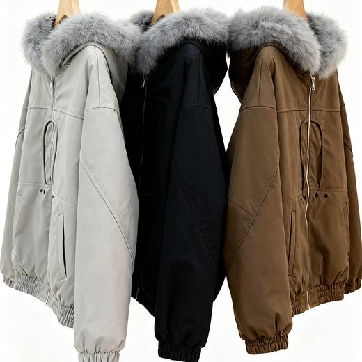 环保毛领 情侣款派克服，环保皮草，性价比极高，手感非常柔软，男女同款 商品图1