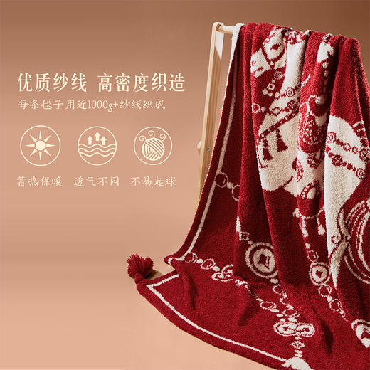 【故宫家居】千金裘马年毛毯半边绒沙发毯子午睡毯文创新婚生日礼物 商品图1