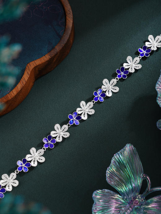 子佩集S990银【樱花】手链【WBLSHSL-4】花丝珐琅彩2510 商品图11