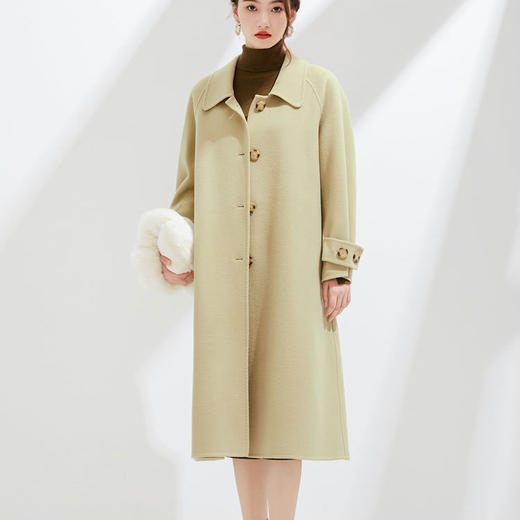 「自」全新升级【铂金会员441/天猫599/差价158】(03018)洛诗琳英伦风双面羊毛大衣2025秋冬显瘦单排扣加长款外套 商品图1
