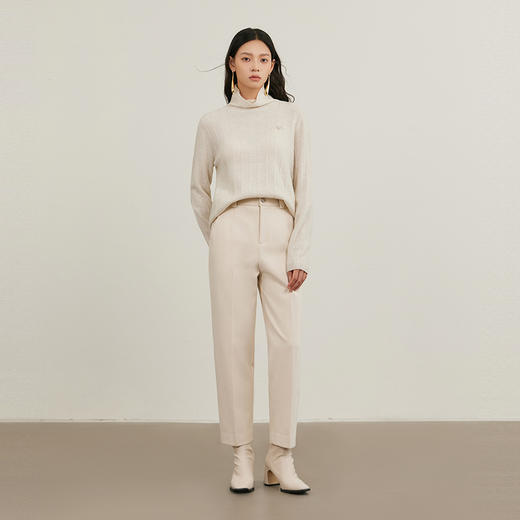 NEELLY纳俪商场同款冬新款直筒加绒显瘦西装裤女百搭修饰腿型长裤N25114H04575 商品图2