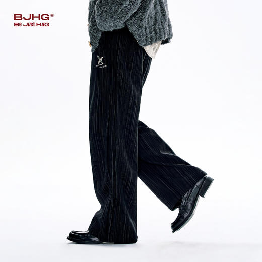 BJHG不计后果灯芯绒裤子男款冬2025新款竖条纹加绒休闲直筒长裤女 商品图2