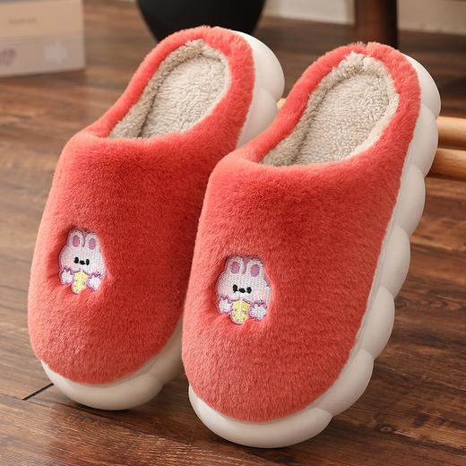 爆款小兔棉拖鞋 家用加绒加厚底棉鞋 月子居家冬季保暖鞋子 男女情侣可爱棉鞋 商品图5