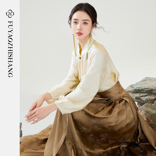 FUYAO扶摇 2025秋季新款汉服半身裙女新中式缎面马面裙轻国风长裙 商品图0
