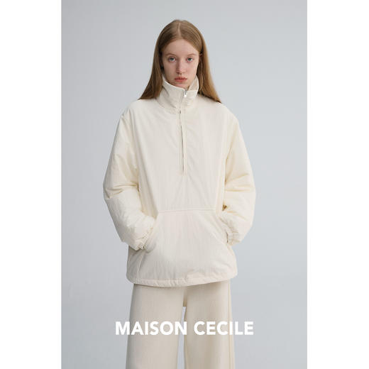MAISON CECILE 两色|宽松保暖套头立领两穿半开襟大口袋卫衣棉服 商品图1
