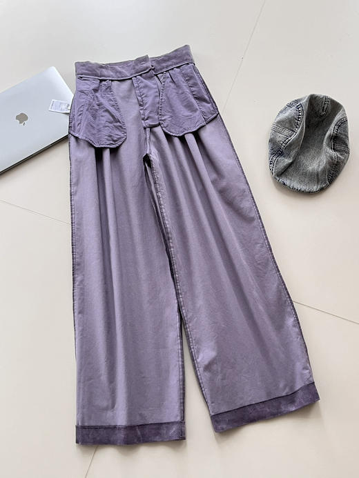 杨采钰法国𝐁𝐒灯芯绒紫色直筒裤阔腿裤101708 商品图6