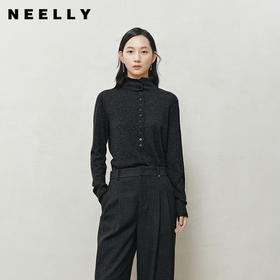 NEELLY纳俪商场同款冬新款休闲通勤高领针织打底衫女亲肤简约毛衣N25103A01057