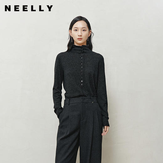 NEELLY纳俪商场同款冬新款休闲通勤高领针织打底衫女亲肤简约毛衣N25103A01057 商品图0
