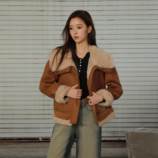 翻领毛绒麂皮外套-纪念日百货门店同款167143417 商品图0