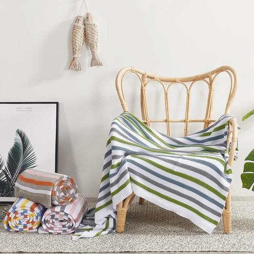 出口北欧转内销！【纯棉针织毯】每一根纱线都经过精梳工艺，触感细腻亲肤；采用针织工艺编织，条纹纹理清晰立体！WD 商品图1