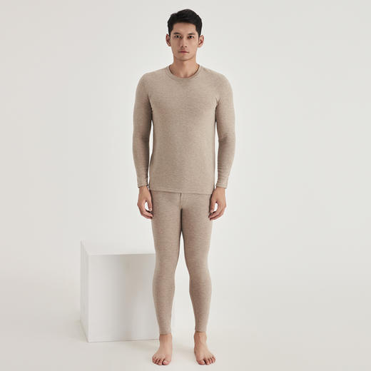 【德绒授权 德国进口纱线 添加羊毛和蚕丝】男女款双面德绒自发热保暖内衣套装 商品图1