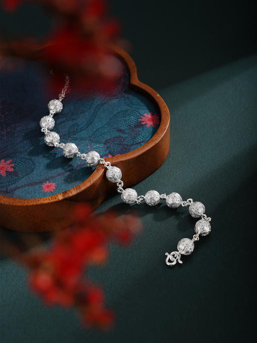 子佩集S990银【绣球花】手链【ZYZSL】花丝2510 商品图6