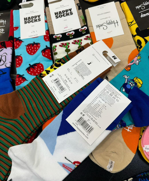 正品订单精梳棉happy袜子高筒袜5双 商品图4