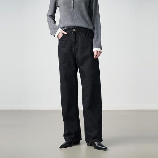 NEELLY纳俪商场同款冬季新款时尚高腰直筒牛仔裤女百搭显瘦长裤N25104H04523 商品图3