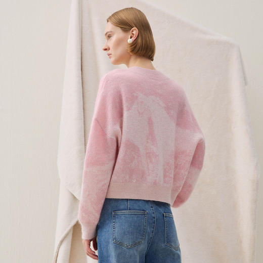 谜底V领套头针织衫长袖2025冬季新品蓬松保暖柔软百搭女254MZ1881 商品图2