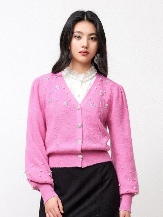 3楼FEXATA服饰(新百)     法式粉钻花簇针织开衫 商品图4