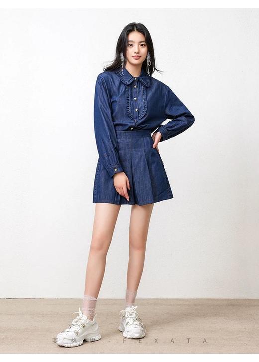 3楼FEXATA服饰(新百)    复古荷叶边装饰牛仔上衣 商品图5