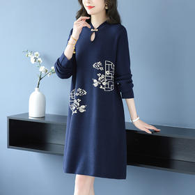 新中式毛衣裙妈妈连衣裙，气质端庄高级感显瘦打底裙子CC-16-9620