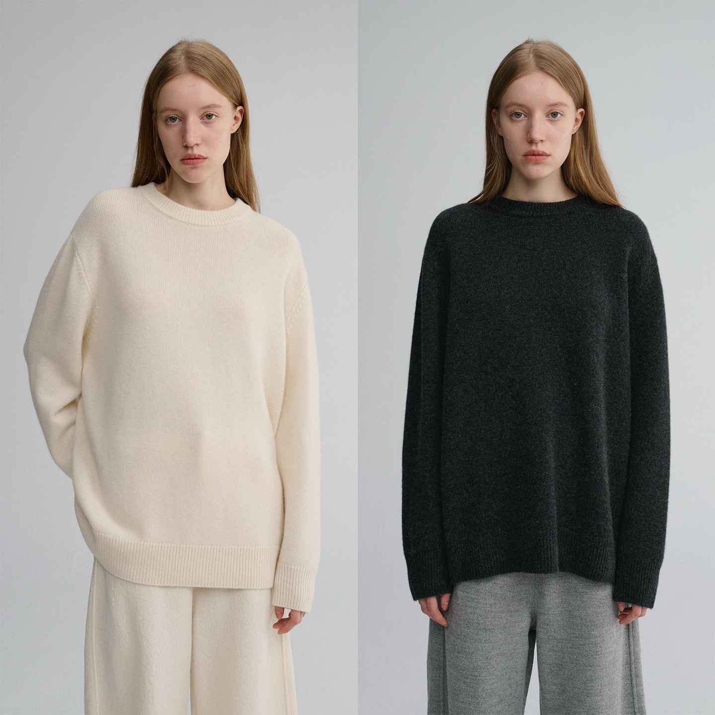 MAISON CECILE 两色|软糯高克重羊绒羊毛圆领松弛慵懒风针织毛衣