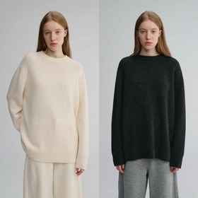 MAISON CECILE 两色|软糯高克重羊绒羊毛圆领松弛慵懒风针织毛衣