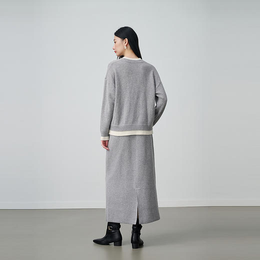 NEELLY纳俪商场同款冬新款简约休闲针织两件套女亲肤上衣半裙套装N25104Z06609 商品图1