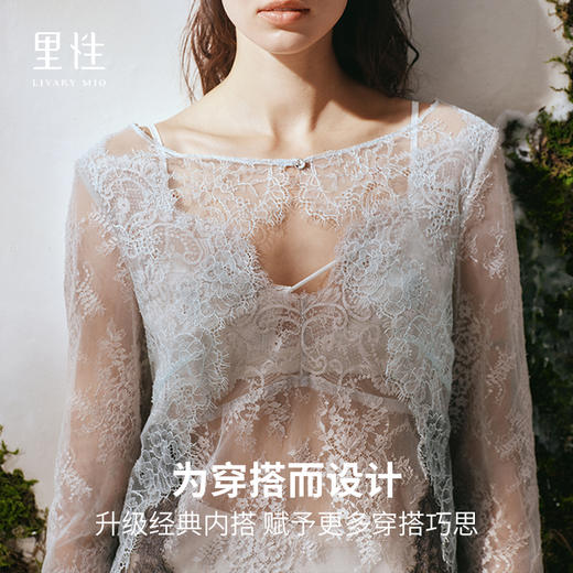 里性 LIVARY MIO 浮影-Shadows一字领蕾丝长袖衫透视镂空上衣 商品图3