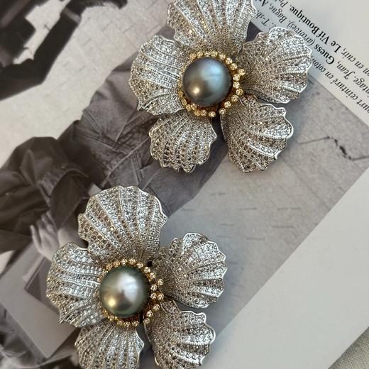 甄珠贝 chao奢华大溪地胸针 约14mm ji光面无瑕 秋冬配大衣chao赞的 商品图2