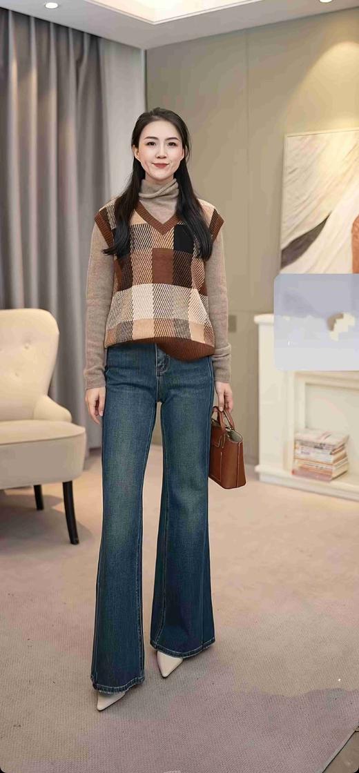 栗咖格调|美拉德撞色格纹马甲 商品图1