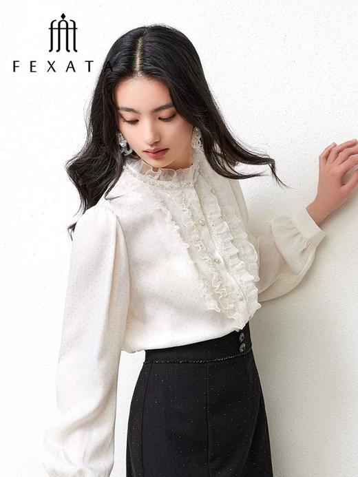 3楼FEXATA服饰(新百)     浪漫木耳边钉珠波点衬衫 商品图1