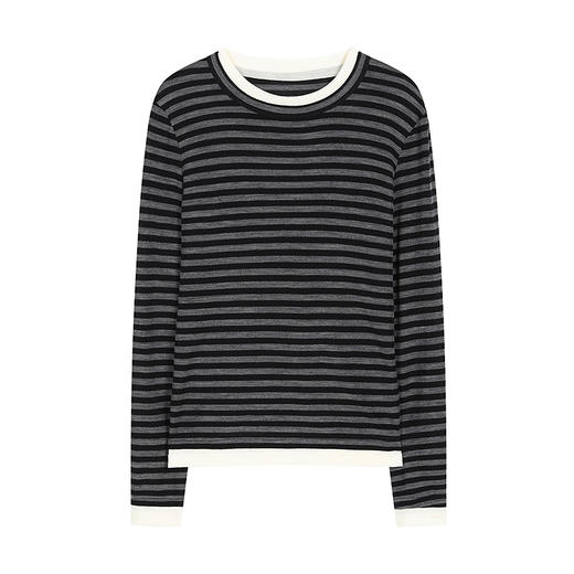 NEELLY纳俪商场同款冬季新款时尚假两件条纹针织衫女显瘦百搭上衣N25103T01065 商品图3