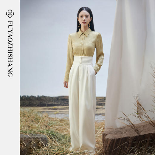 FUYAO扶摇 新中式改良提花国风通勤衬衫上衣日常百搭汉元素上衣 商品图2