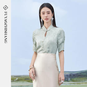 FUYAO扶摇 国风女装2025新款衬衫气质提花绝美上衣新中式半袖小衫
