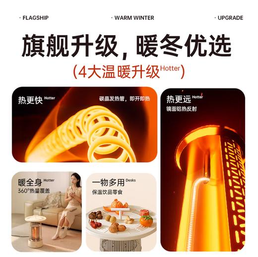 向物圆桌小太阳取暖器DSHJ-S-2325A/B家用小型石墨烯电暖炉烤火电暖器桌下暖脚电暖气 商品图1