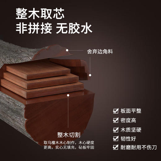 OTB乌檀木菜板家用实木砧板木制切菜板案板厨房专用面板整木占板剁肉 商品图4