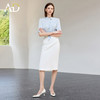 AD蓝色衬衫女夏季薄款轻熟风上衣短袖职场正式场合女士衬衣套装裙 商品缩略图1